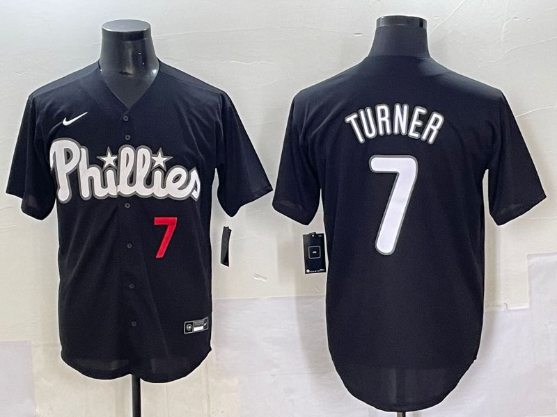 Men 2025 Philadelphia Phillies #7 Turner Black Fashion Nike MLB Jersey style 7094